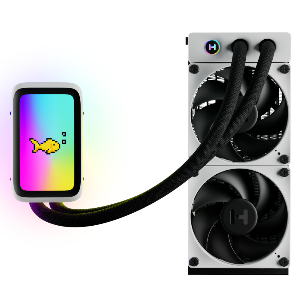 HYTE - HYTE THICC Q60 240mm LCD All In One CPU Liquid Cooler - White/Black