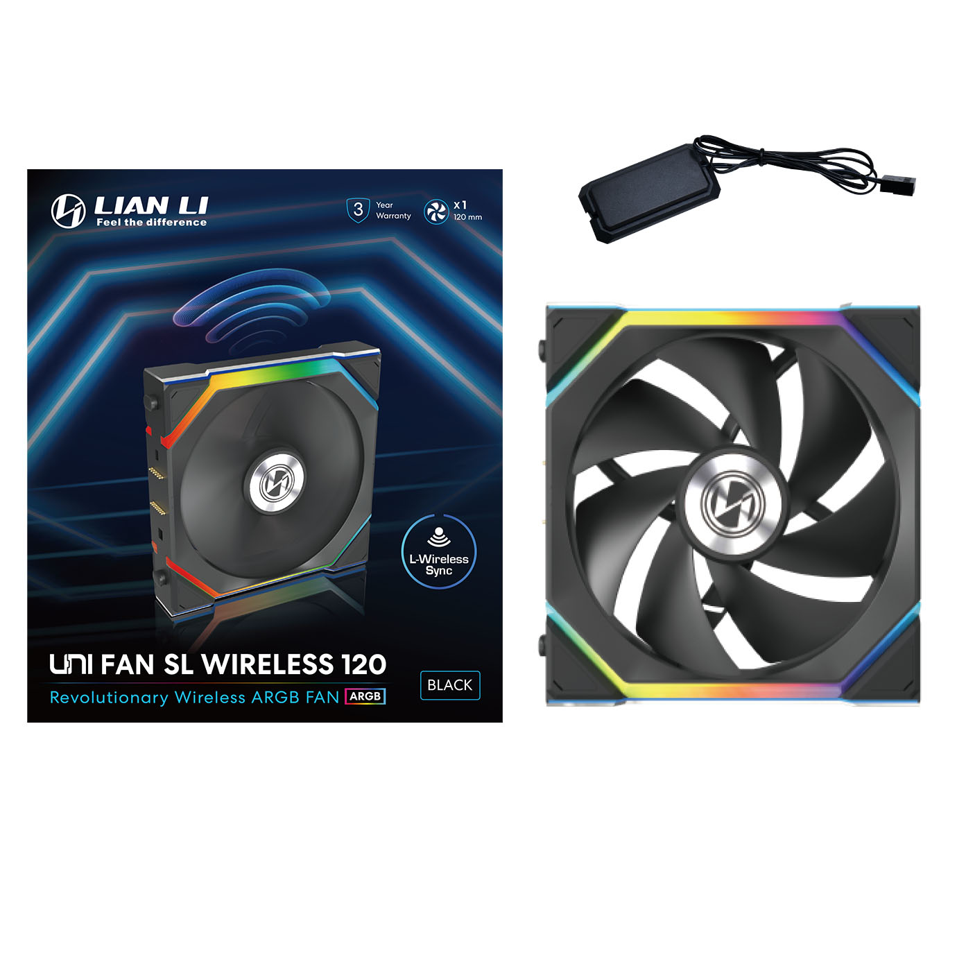 Lian Li - Lian Li UNI SL WIRELESS RGB 120mm Fan - Black