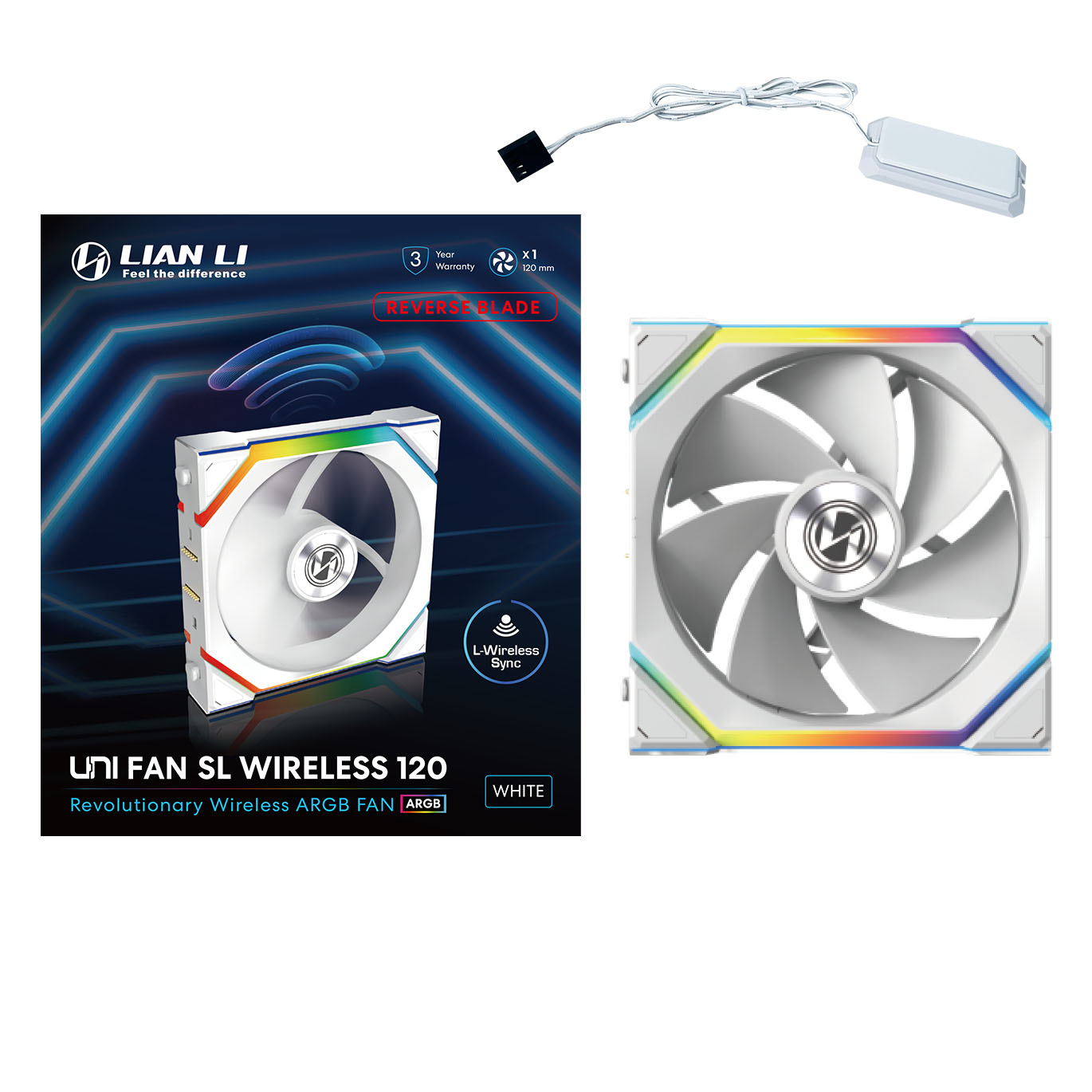 Lian Li - Lian Li UNI SL WIRELESS RGB 120mm Reverse Flow Fan - White