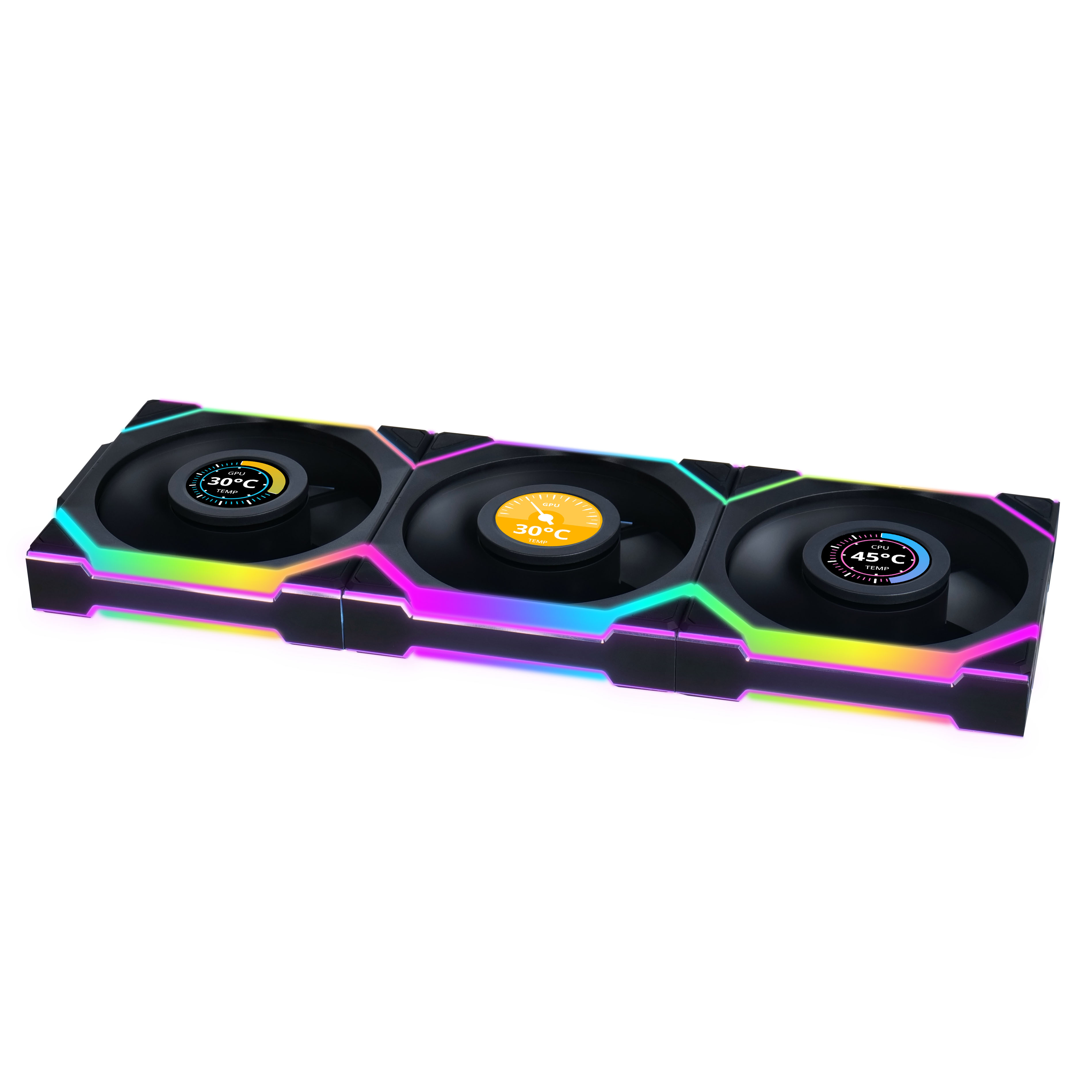 Lian Li - Lian Li UNI SL WIRELESS LCD RGB 120mm Fan Triple Pack - Black