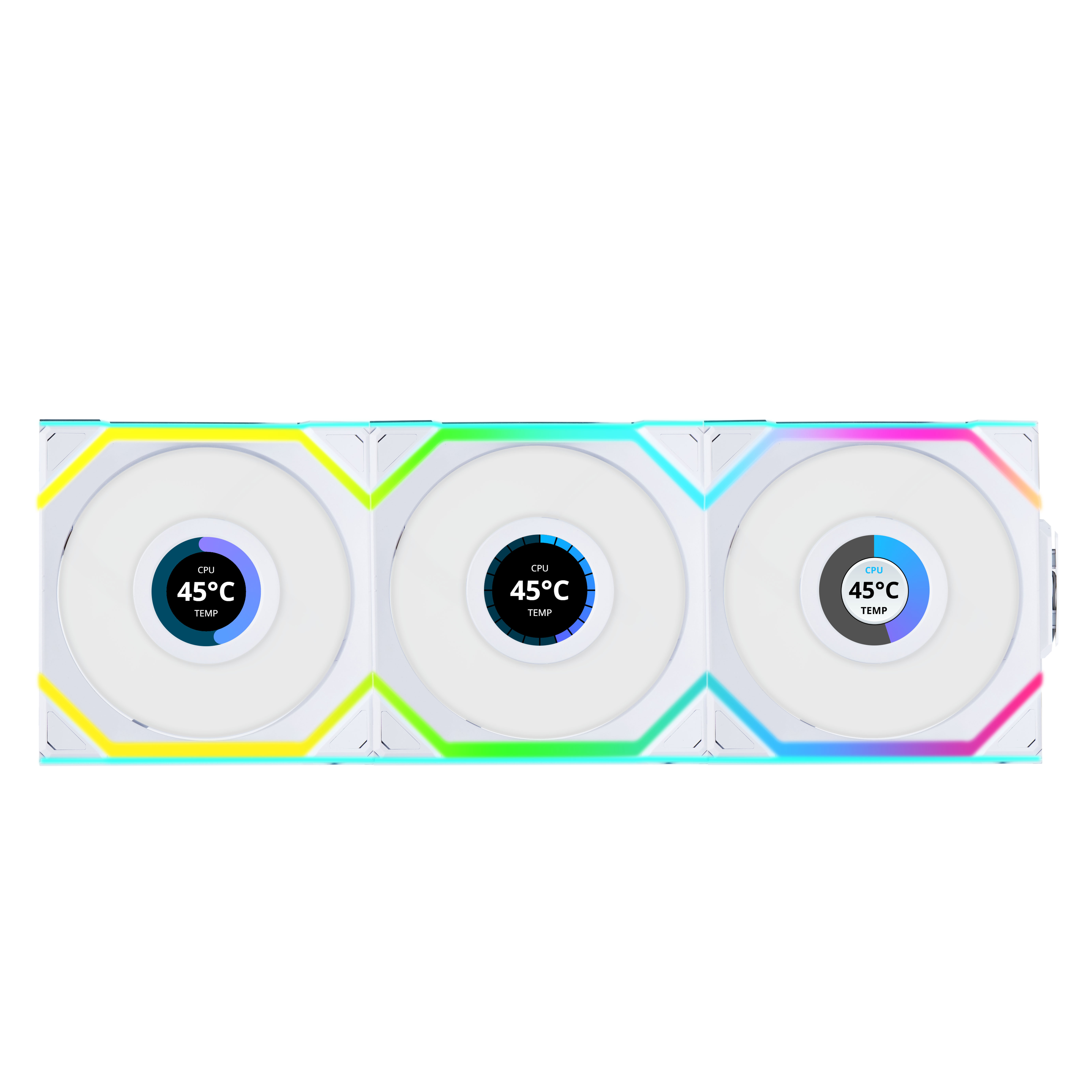 Lian Li UNI SL WIRELESS LCD RGB 120mm Fan Triple Pack - White