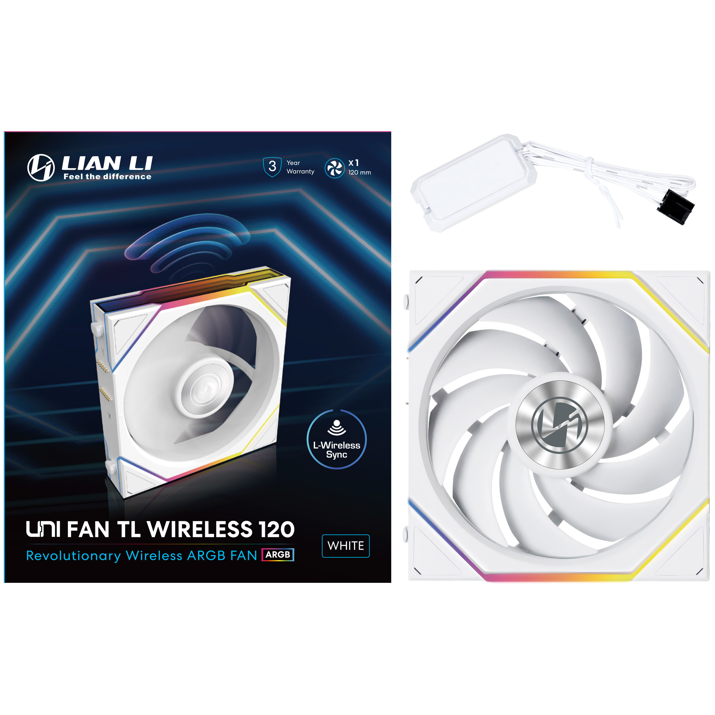 Lian Li - Lian Li UNI FAN TL Wireless 120 White Fan - 120mm