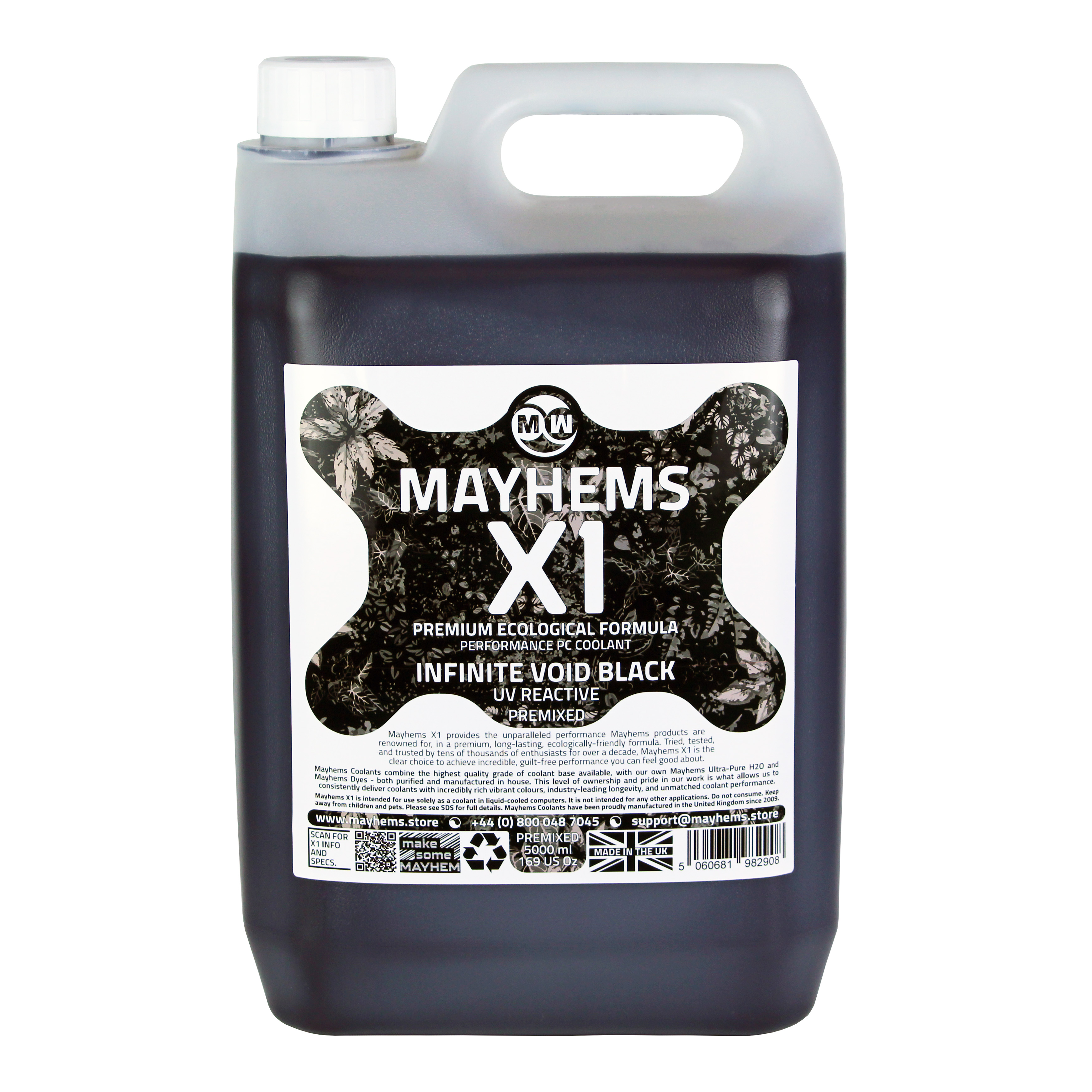 Mayhems - Mayhems - PC Coolant - X1 Premix - Eco Friendly Series, UV Fluorescent, 5 Litre, Black