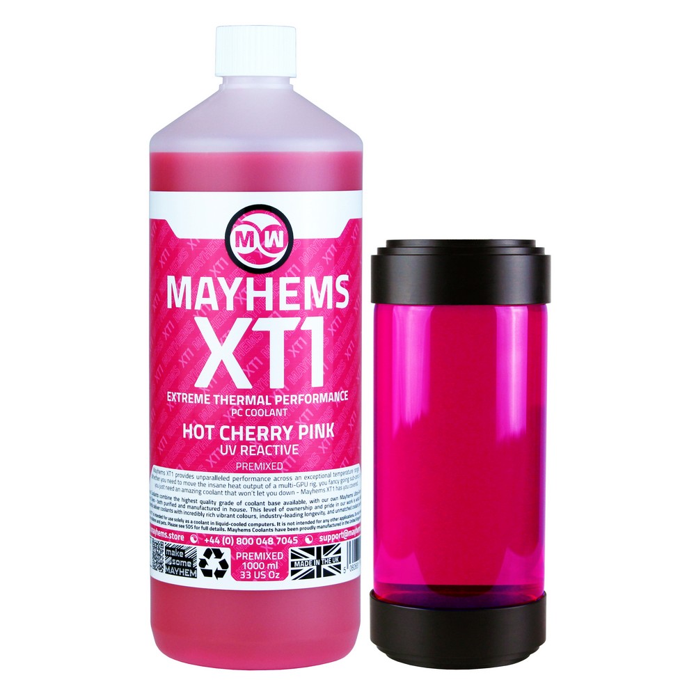 Mayhems - Mayhems - PC Coolant - XT1 Premix - Thermal Performance Series, UV Fluorescent, 1 Litre, Hot Cherry Pink
