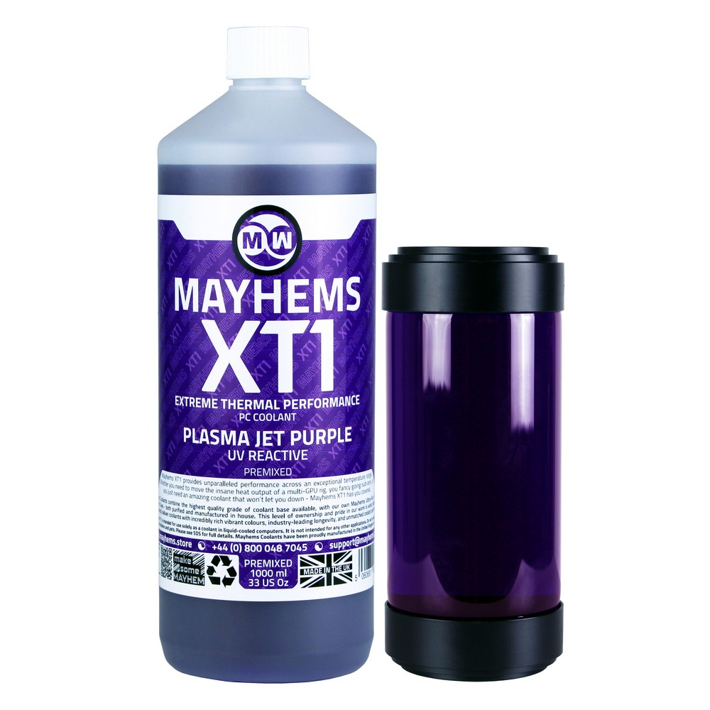 Mayhems - Mayhems - PC Coolant - XT1 Premix - Thermal Performance Series, UV Fluorescent, 1 Litre, Plasma Jet Purple