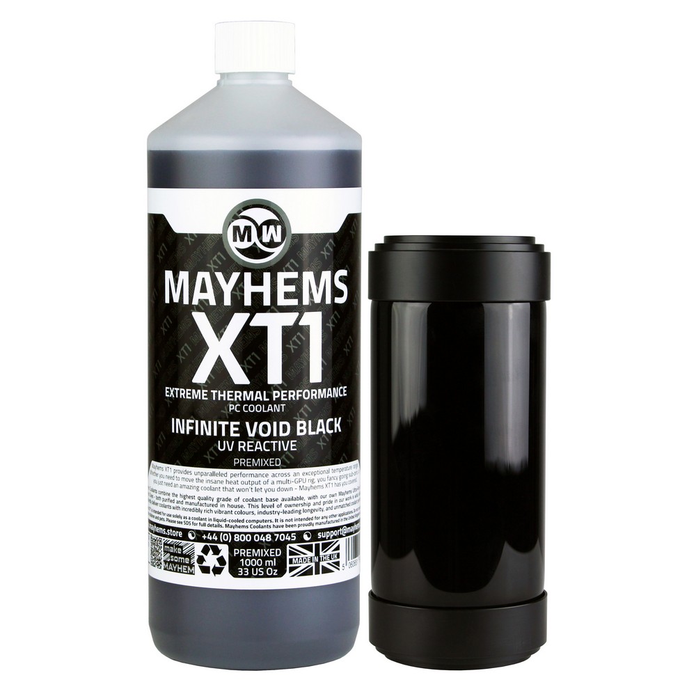 Mayhems - PC Coolant - XT1 Premix - Thermal Performance Series, UV Fluorescent, 1 Litre, Infinite Void Black