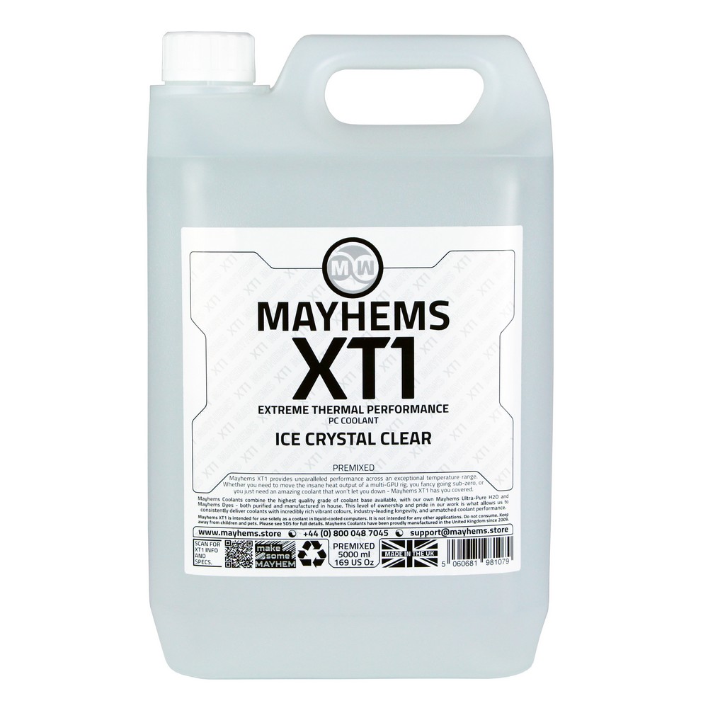 Mayhems - PC Coolant - XT1 Premix - Thermal Performance Series, 5 Litre, Ice Crystal Clear