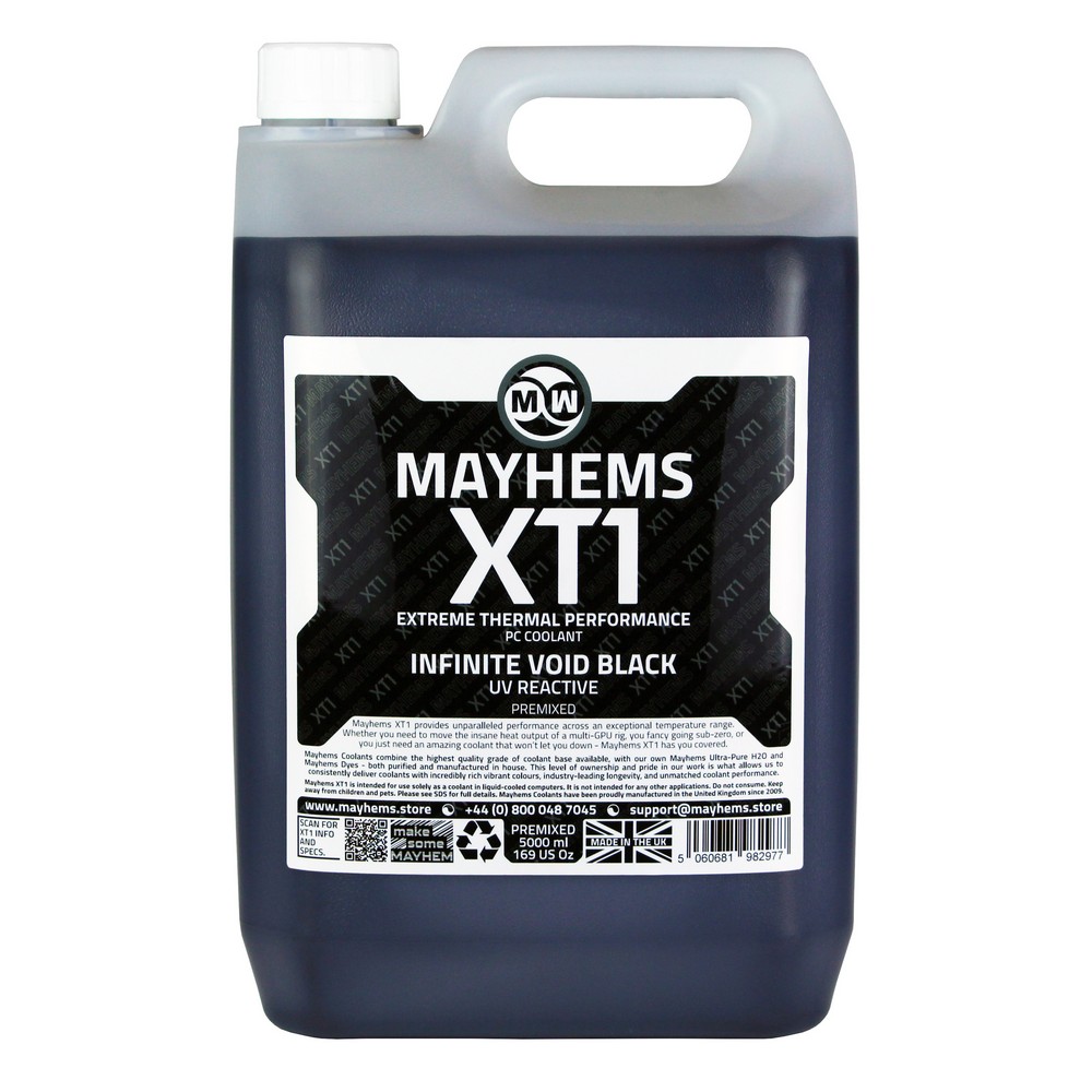 Mayhems - PC Coolant - XT1 Premix - Thermal Performance Series, UV Fluorescent, 5 Litre, Infinite Void Black