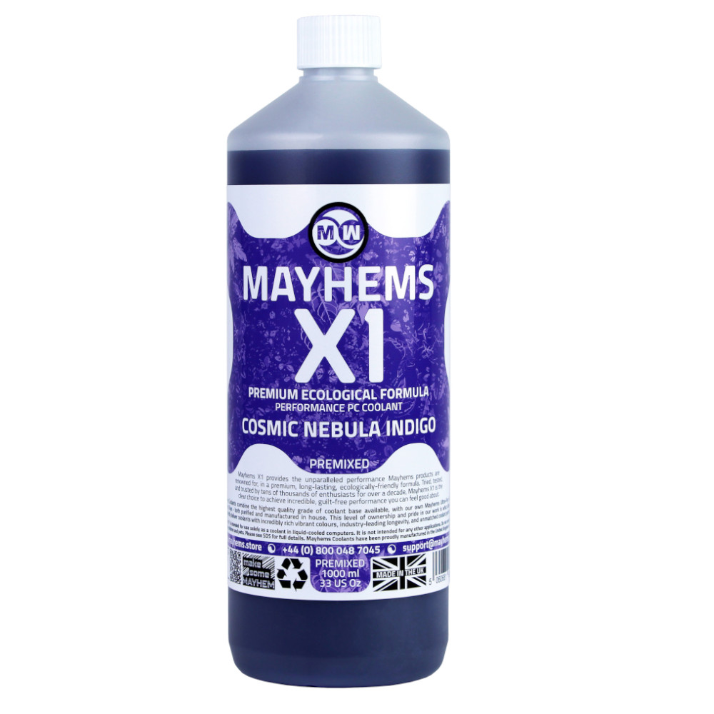 Mayhems - Mayhems - PC Coolant - X1 Premix - Eco Friendly Series, 1 Litre, Cosmic Nebula Indigo