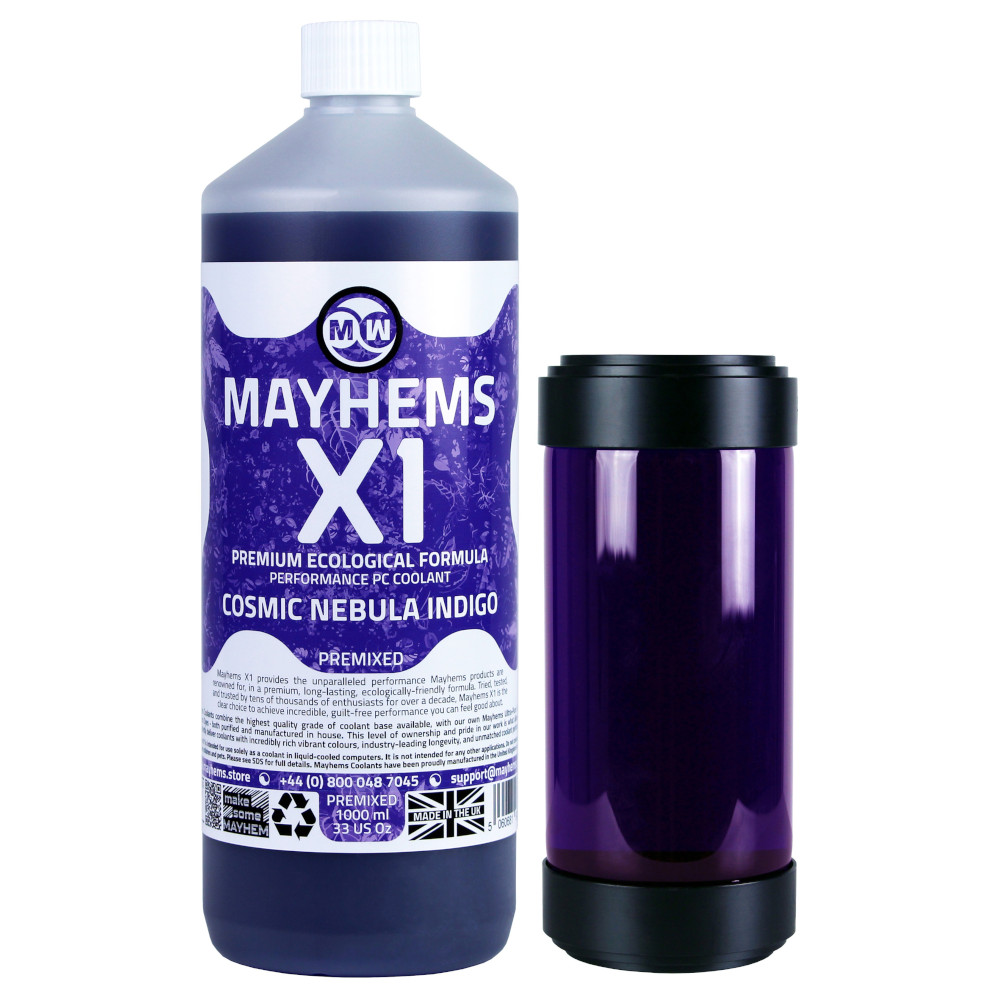 Mayhems - PC Coolant - X1 Premix - Eco Friendly Series, 1 Litre, Cosmic Nebula Indigo