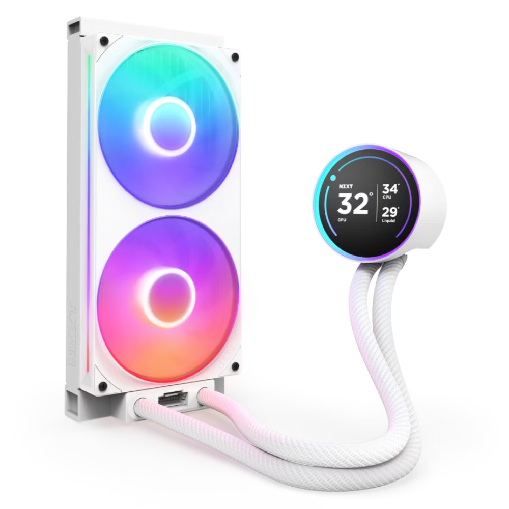 NZXT - NZXT Kraken 280 Elite V2 White RGB AIO CPU Water Cooler - 280mm