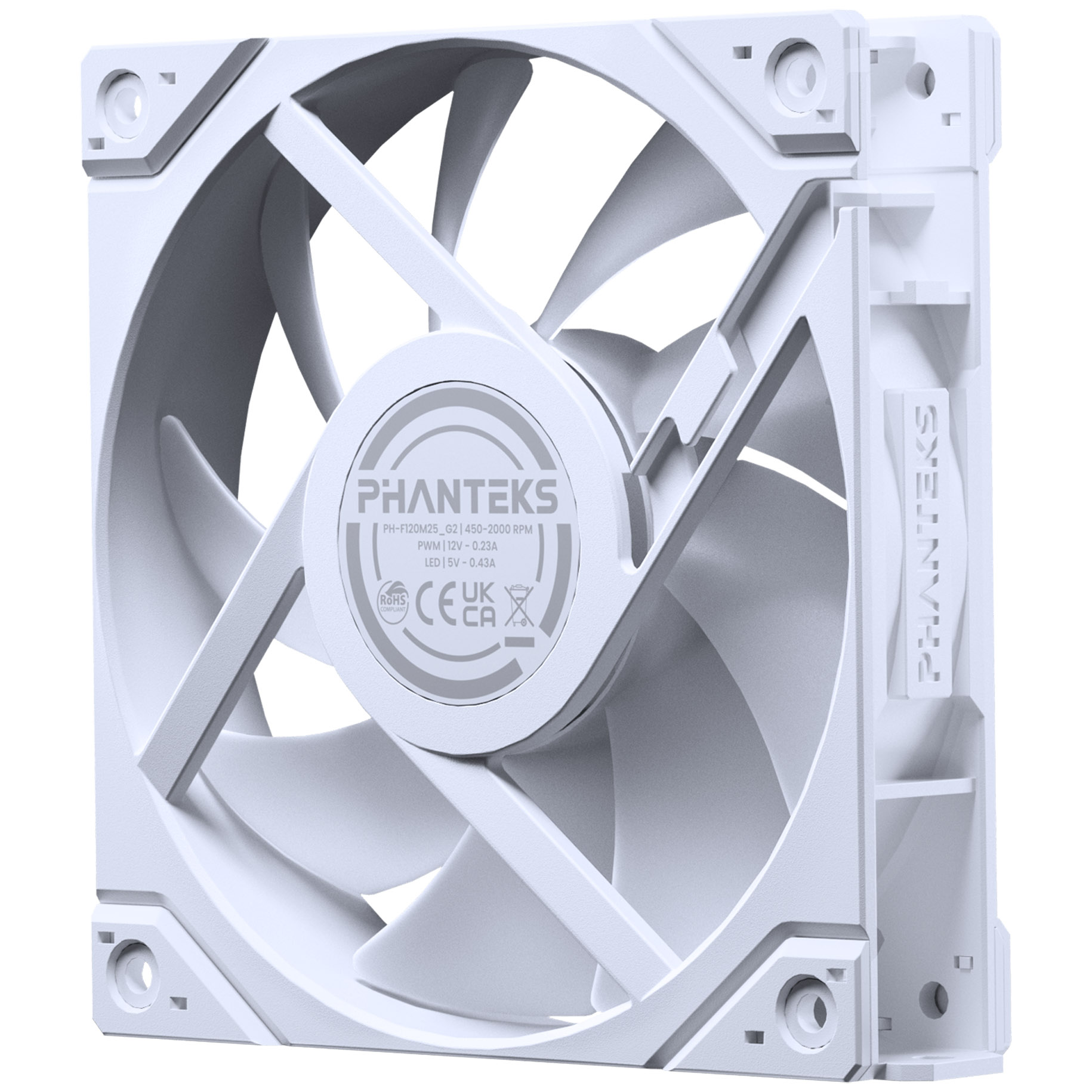 Phanteks - Phanteks M25 Gen2 120mm Reversed Airflow DRGB PWM Fan - White