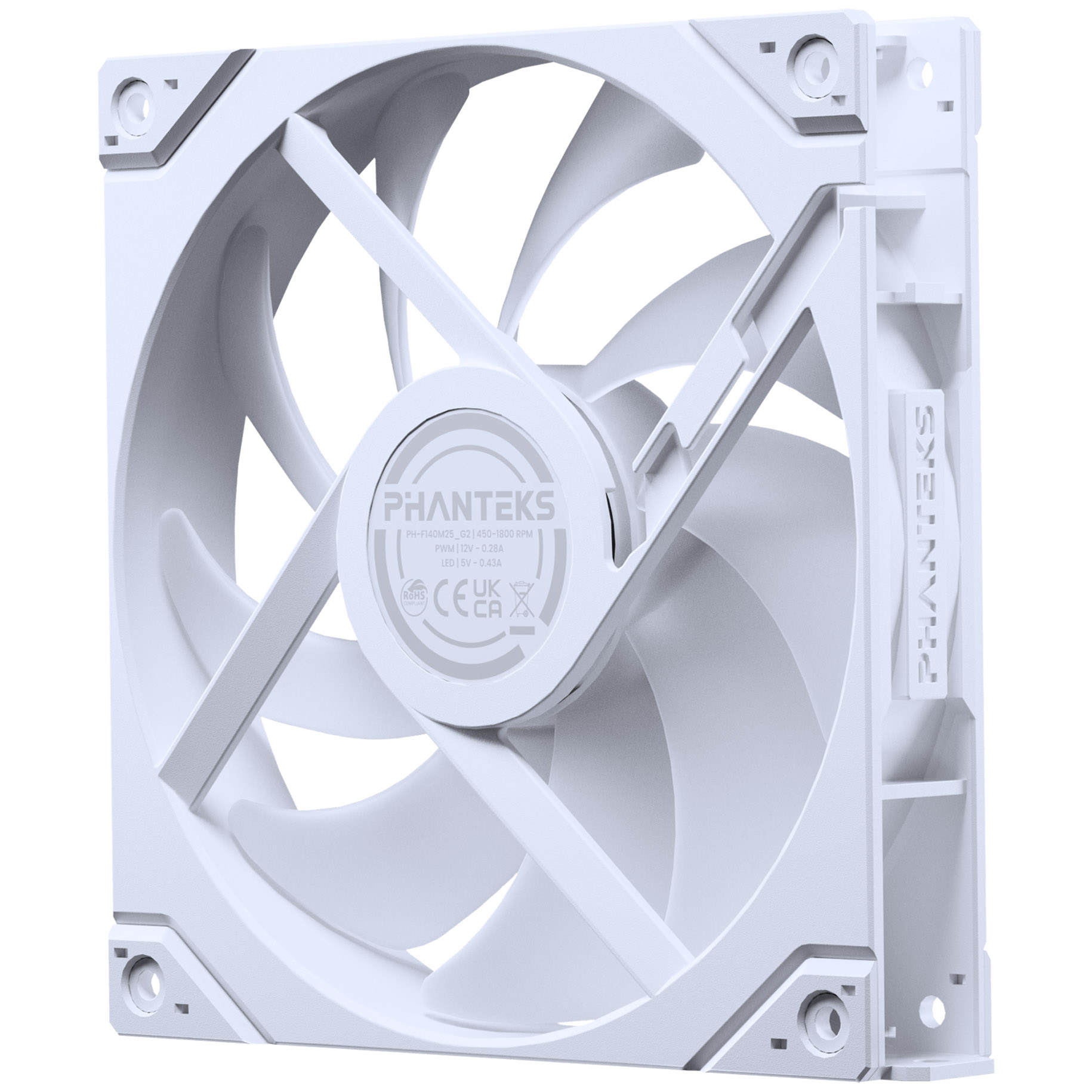 Phanteks - Phanteks M25 Gen2 140mm DRGB Reverse Airflow PWM Fan - White