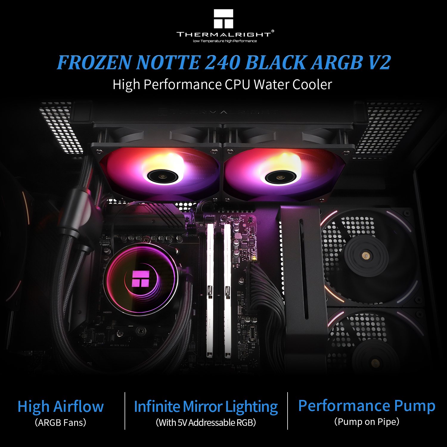 Thermalright - Thermalright Frozen Notte 240 Black ARGB V2 All In One CPU Cooler