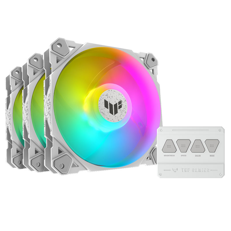 Asus - ASUS TUF Gaming TF120 ARGB PWM White Triple Fan Pack with RGB Controller - 120 mm