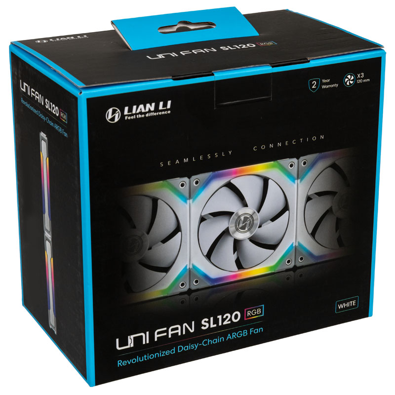 Lian Li - Lian Li UNI SL120 Addressable RGB White 120mm Fan Triple Pack with Controller