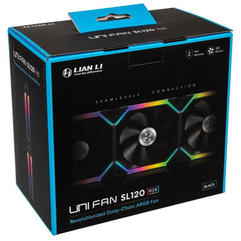 Lian Li - Lian Li UNI SL120 Addressable RGB Black 120mm Fan Triple Pack with Controller