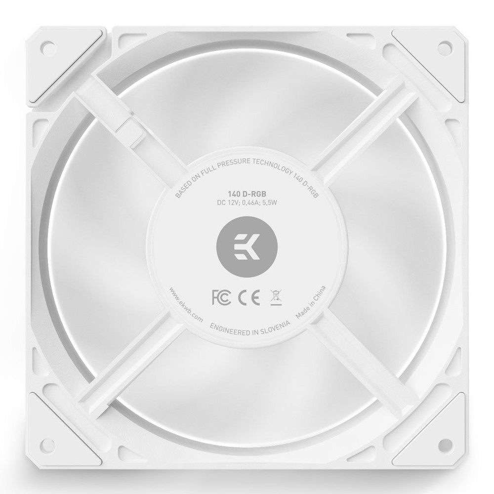 EK Water Blocks - EK Water Blocks EK-Loop Fan FPT 140 DRGB High Static Pressure 600-2200rpm White Fan - 140mm