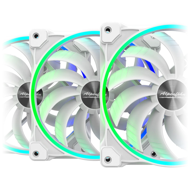 Alpenföhn - Alpenfohn Wing Boost 3 White 140mm Addressable RGB PWM Fan - Triple Pack