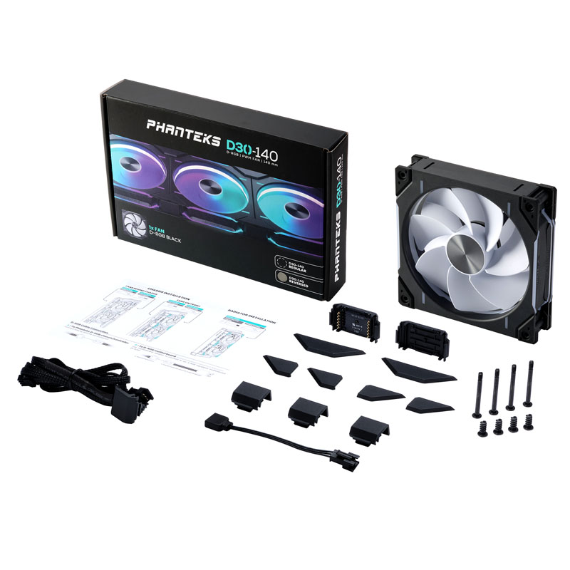 Phanteks - Phanteks D30 Reverse Airflow 140mm DRGB PWM Fan - Black