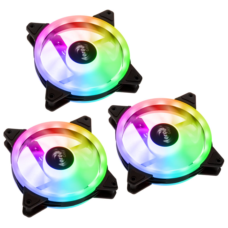 Aerocool Duo 12 Pro RGB LED Fan with Controller - 120mm - Triple Pack