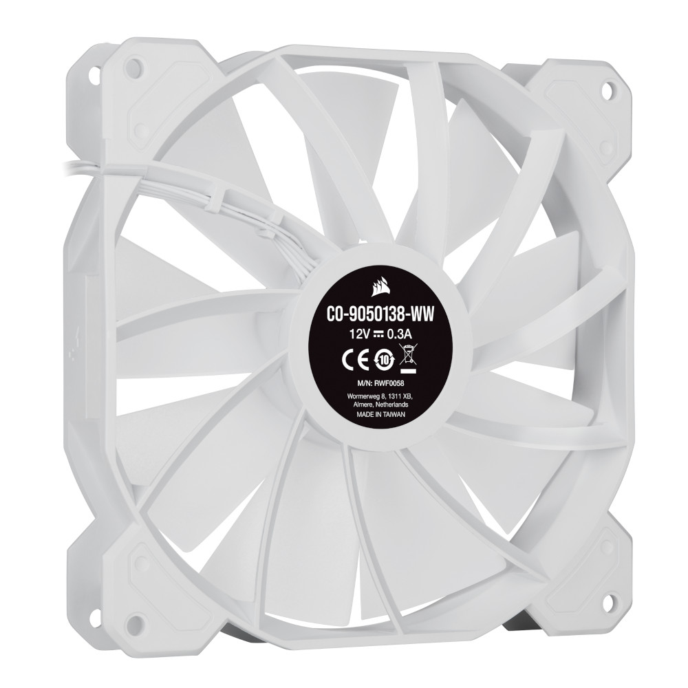 CORSAIR - Corsair iCUE SP140 RGB Elite 140mm High Performance Addressable RGB Fan - White  (CO-9050138-WW)