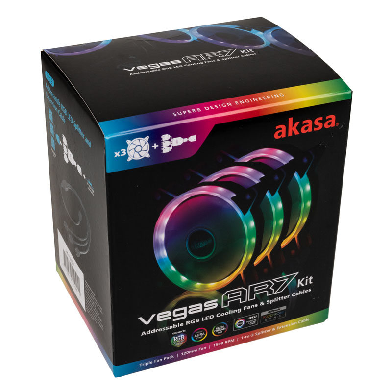 Akasa - Akasa Vegas AR7 ARGB Fan Triple Kit - 120mm