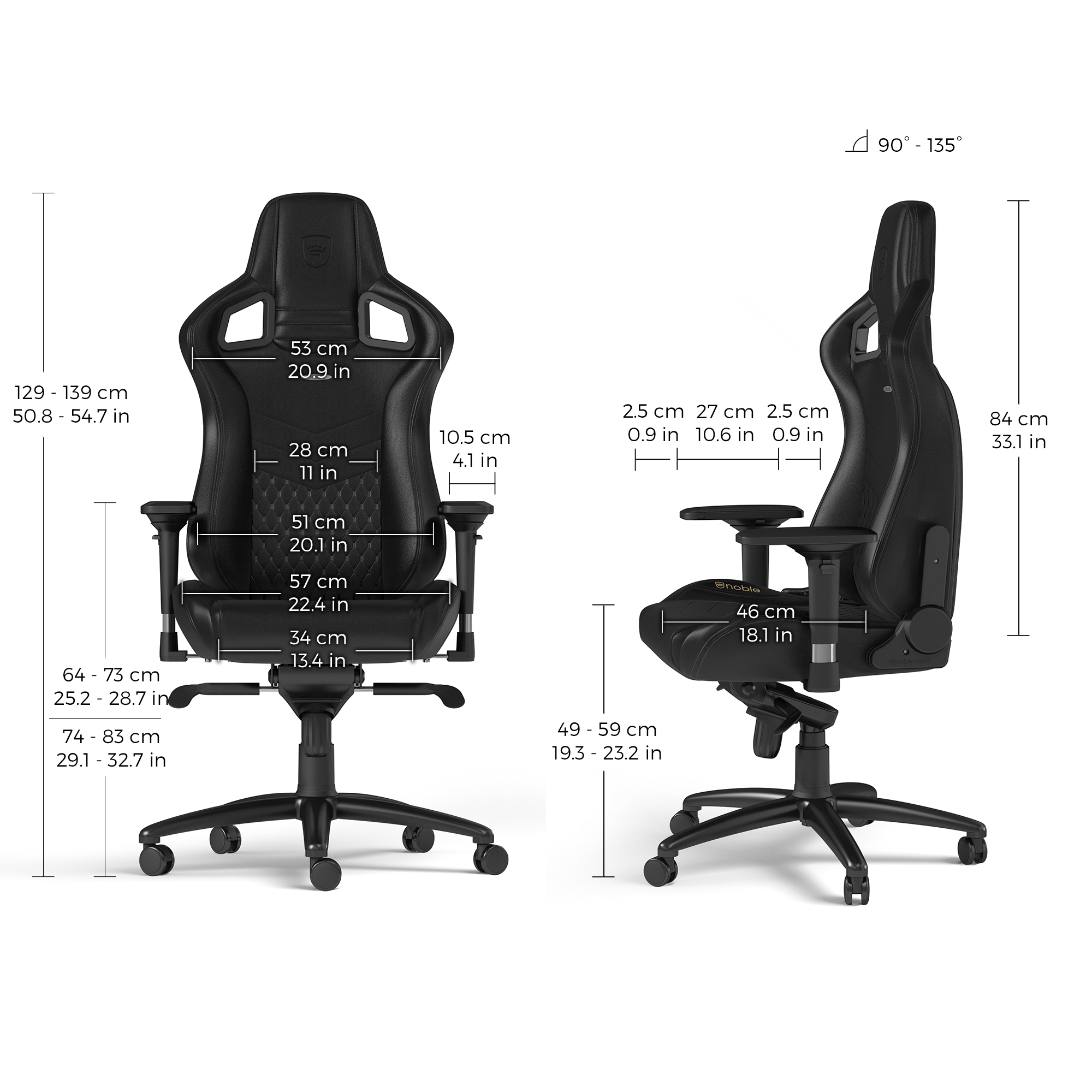 noblechairs EPIC Real Leather Gaming Chair - Black