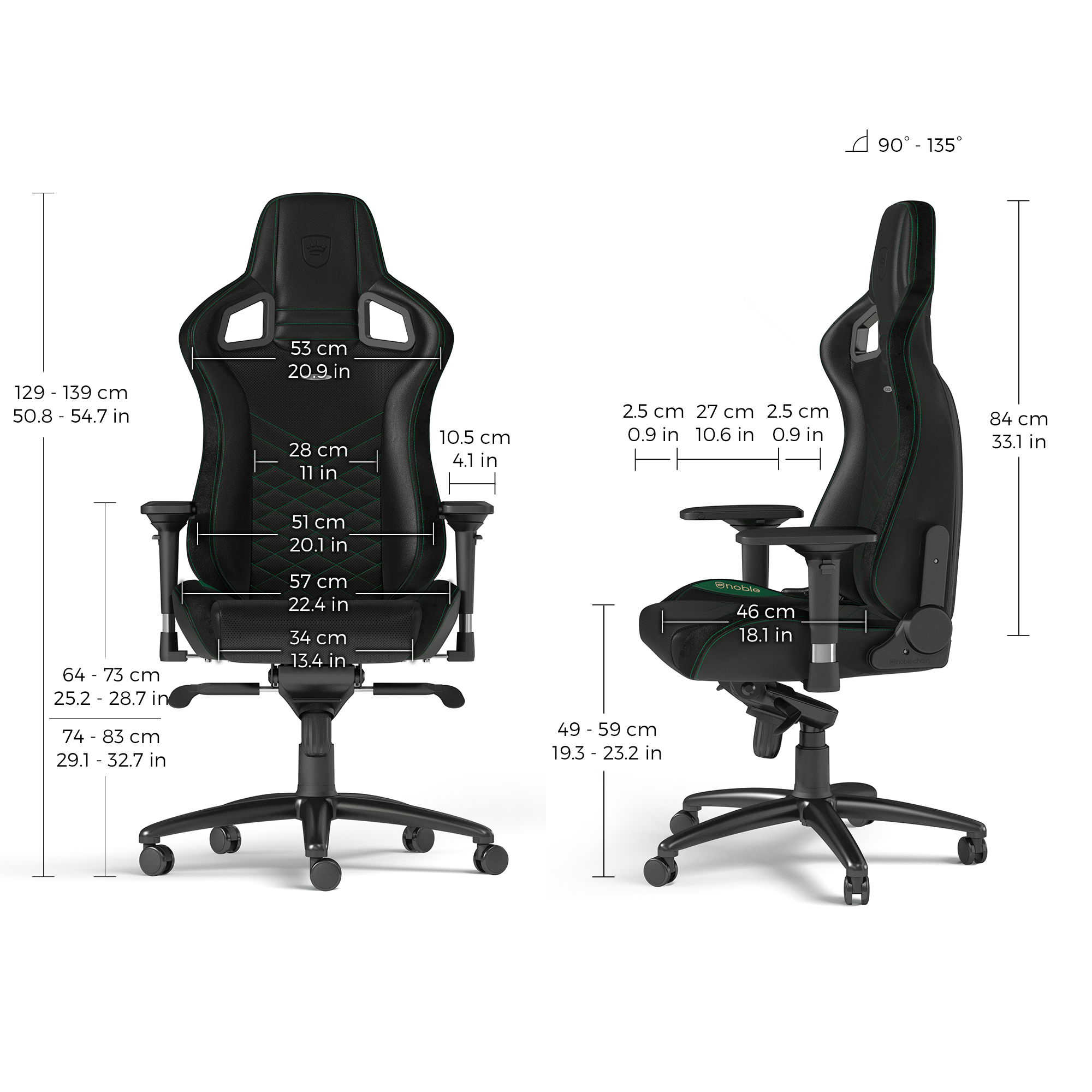 noblechairs - noblechairs EPIC Gaming Chair - Black/Green
