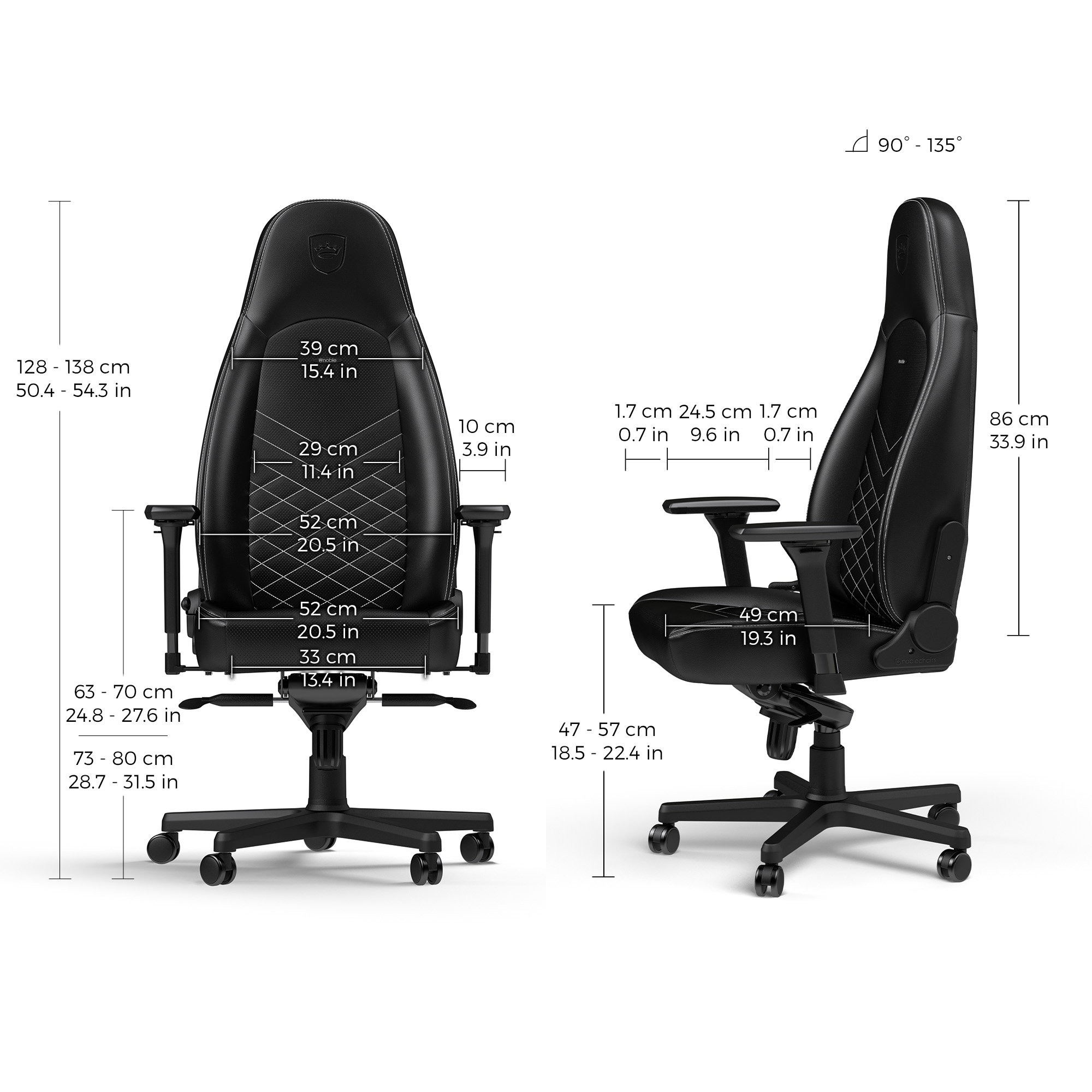 noblechairs ICON Gaming Chair - Black/Platinum White