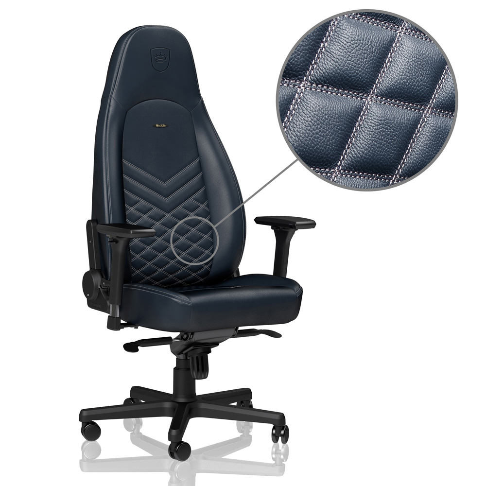 noblechairs ICON Top Grain Leather Gaming Chair - Midnight Blue/Graphite