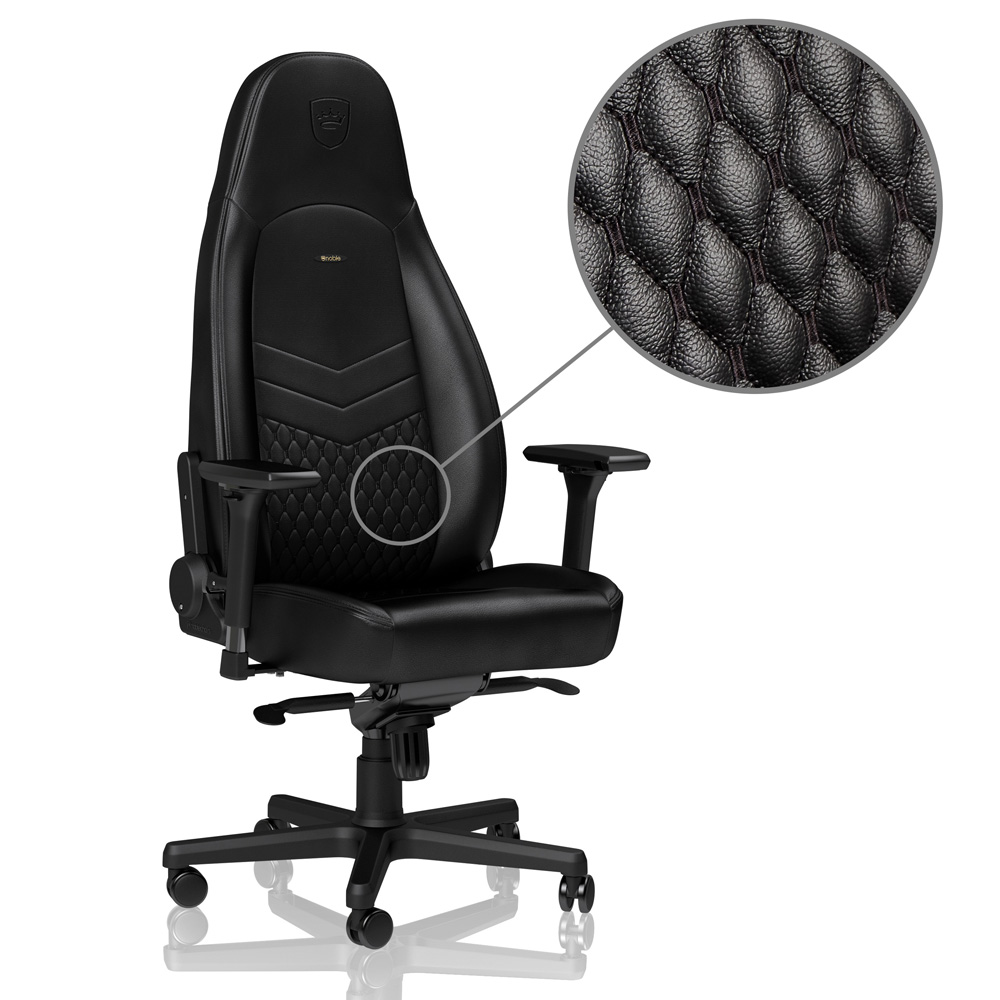 noblechairs ICON Top Grain Leather Gaming Chair - Black
