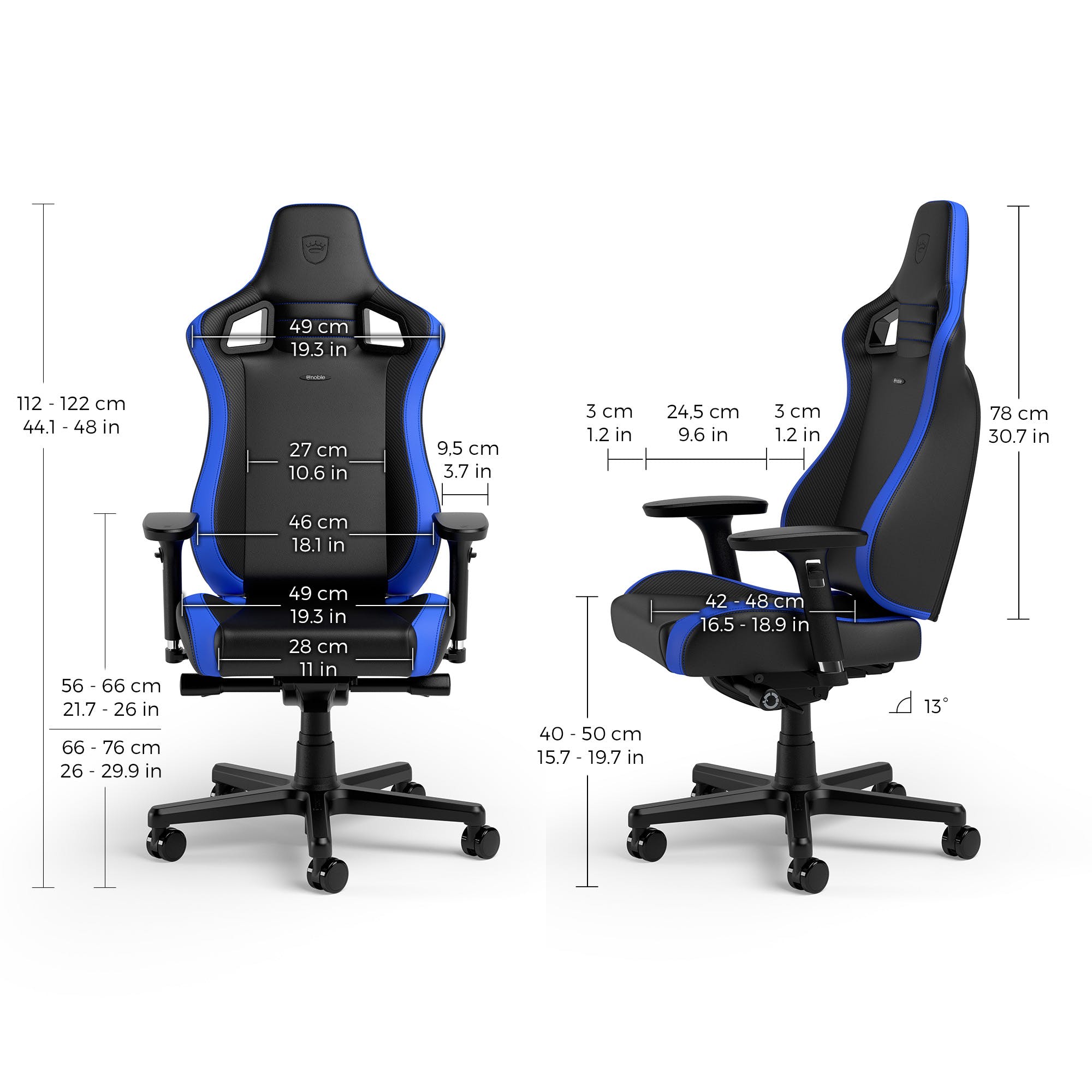 noblechairs - noblechairs EPIC Compact Gaming Chair - Carbon/Black/Blue