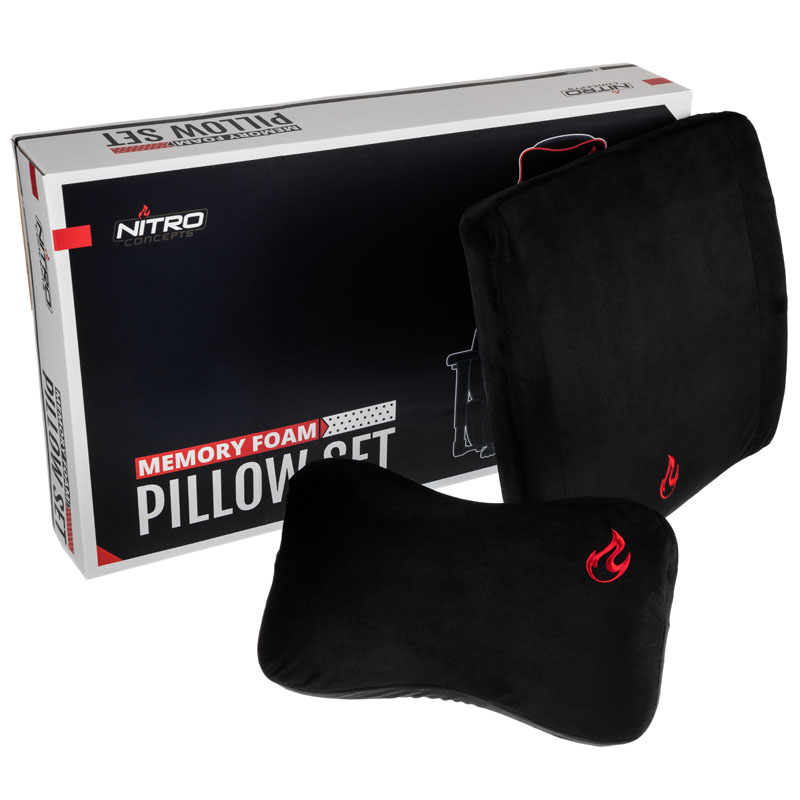 Nitro Concepts Memory Foam Pillow Set - BlackRed