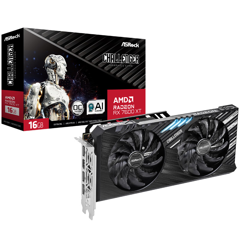 Asrock Radeon RX 7600 XT Challenger OC 16GB GDDR6 PCI-Express Graphics Card