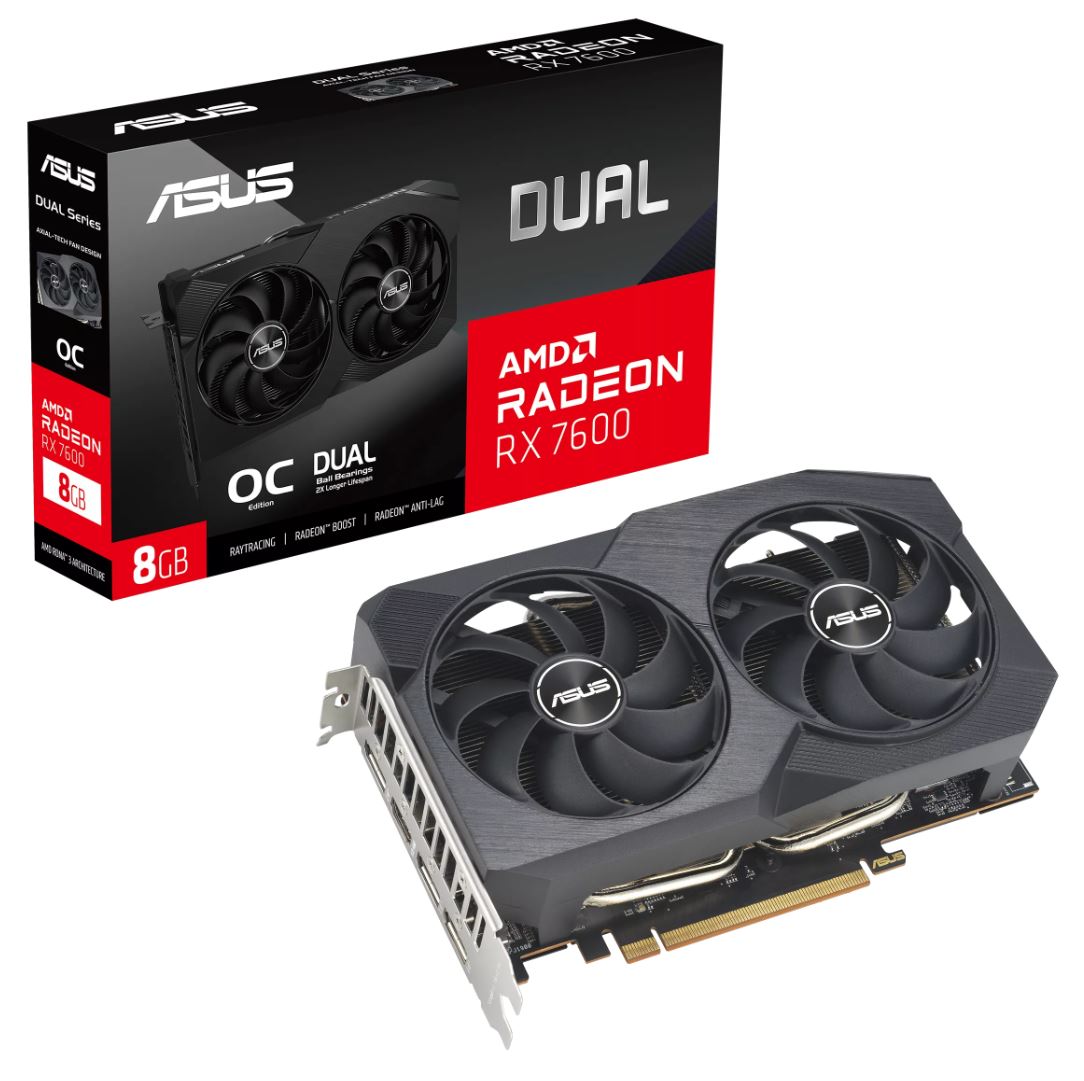 Asus Radeon RX 7600 Dual V2 OC Gaming 8GB GDDR6 PCI-Express Graphics Card