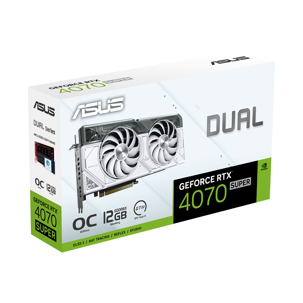 Asus - Asus GeForce RTX 4070 SUPER Dual OC White 12GB GDDR6X PCI-Express Graphics Card