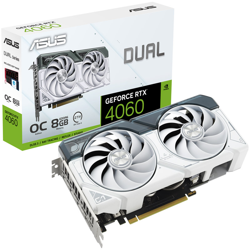 Asus GeForce RTX 4060 Dual White OC 8GB GDDR6 PCI-Express Graphics Card