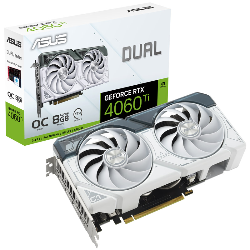 Asus GeForce RTX 4060 Ti Dual OC 8GB GDDR6 PCI-Express Graphics Card - White