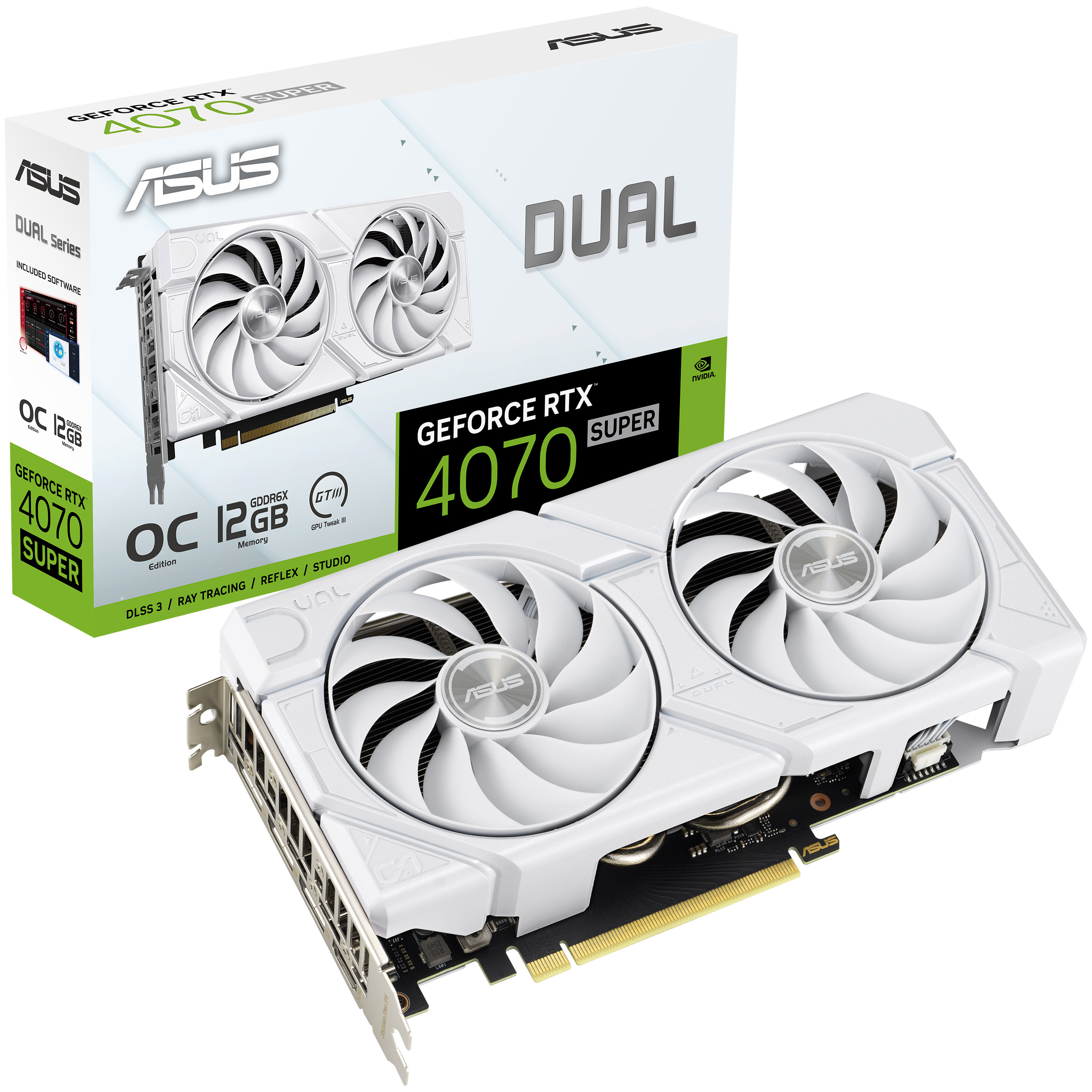 Asus - Asus GeForce RTX 4070 SUPER Dual EVO OC 12GB GDDR6X PCI-Express Graphics Card -White