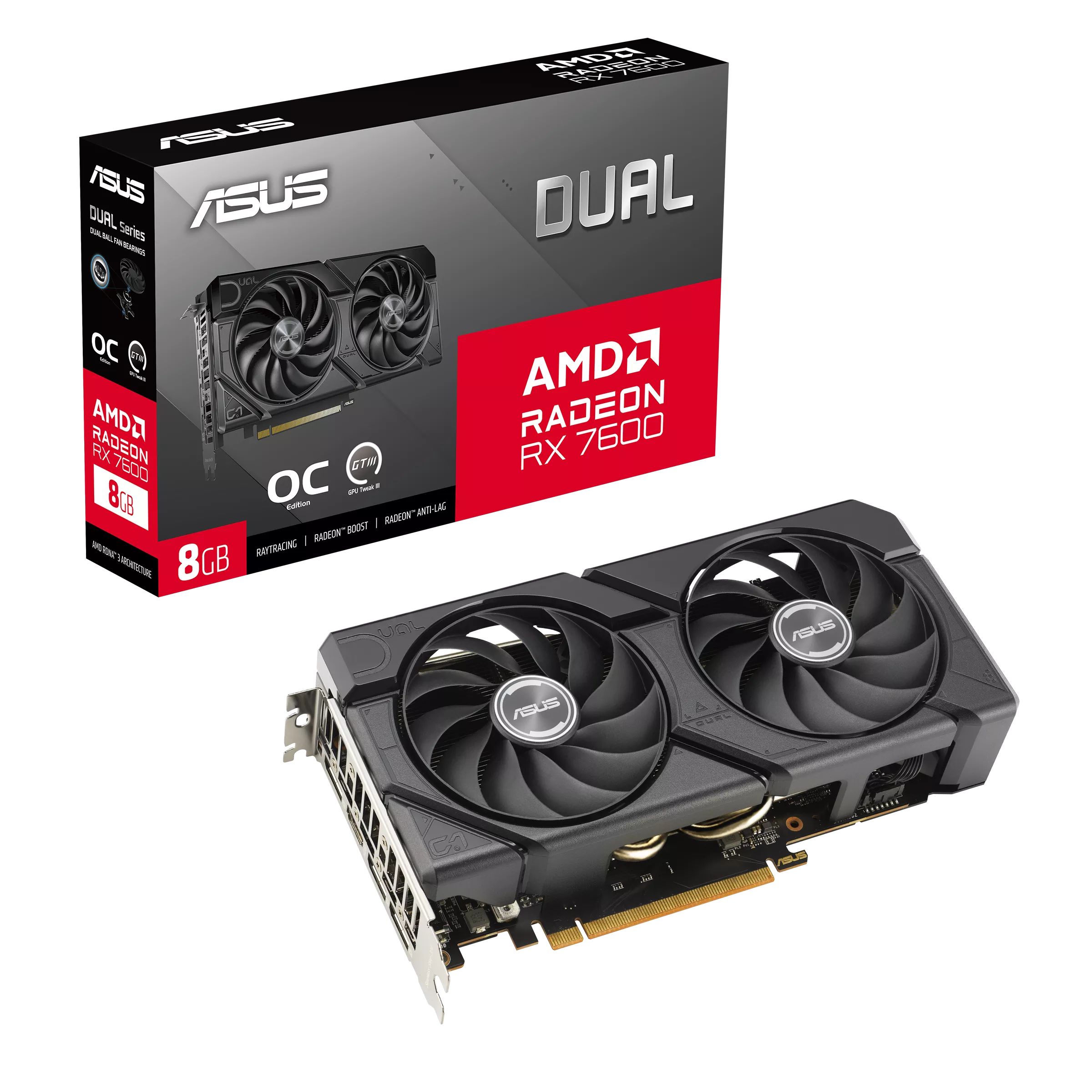 Asus Radeon RX 7600 Dual EVO OC 8GB GDDR6 Graphics Card