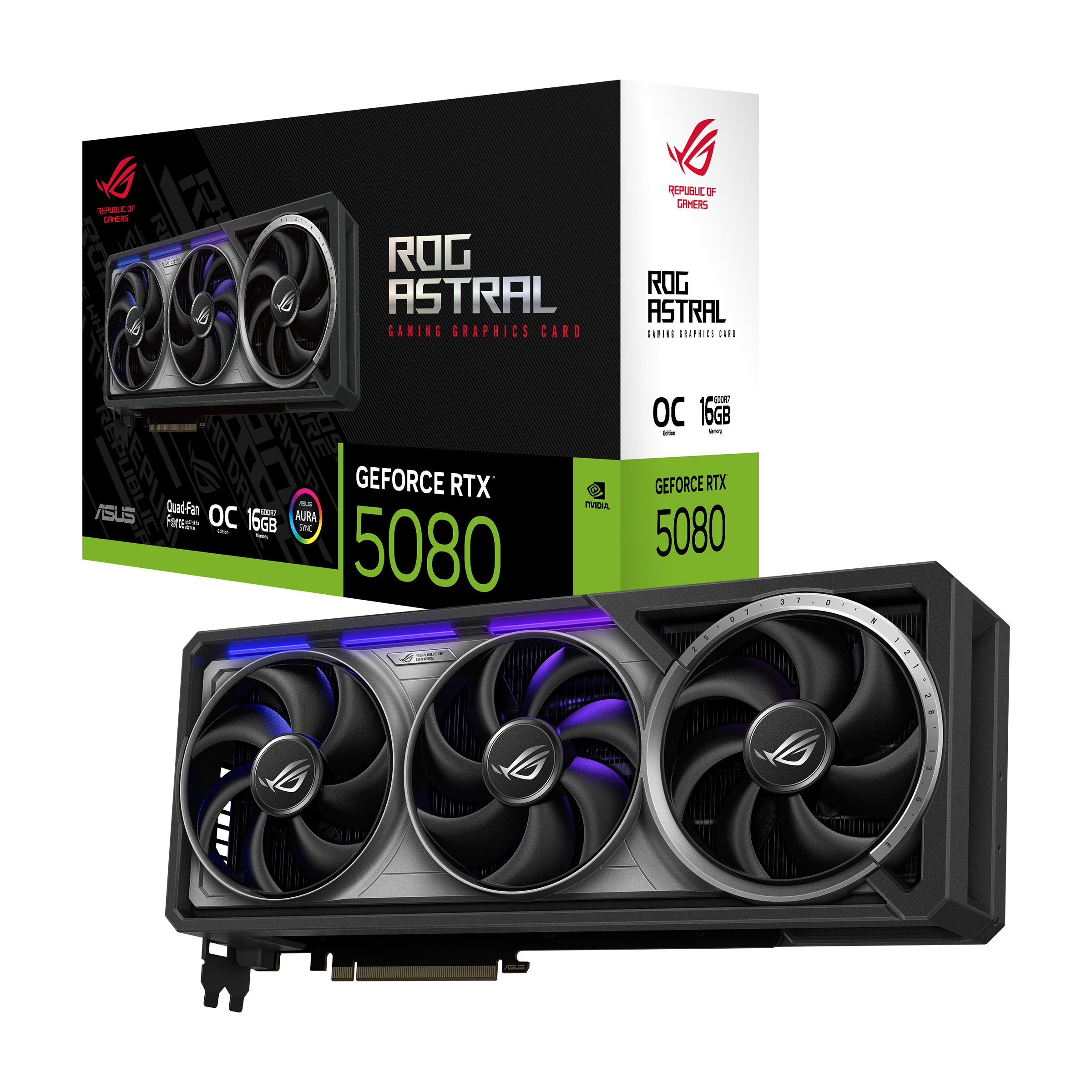 Asus GeForce RTX 5080 ROG Astral OC 16GB GDDR7 PCI-Express Graphics Card - NVIDIA RTX 5080 graphics card from Overclockers