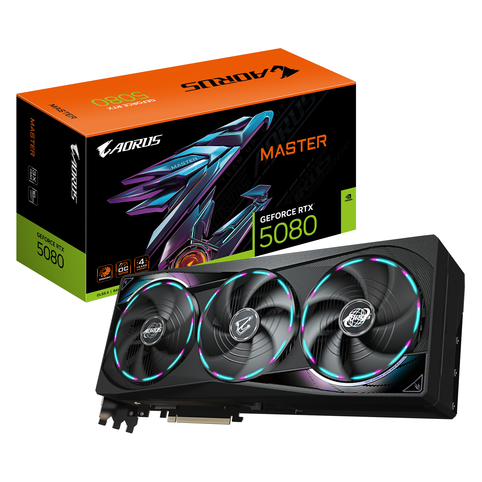 Gigabyte GeForce RTX 5080 Aorus Master 16GB GDDR7 PCI-Express Graphics Card - NVIDIA RTX 5080 graphics card from Overclockers