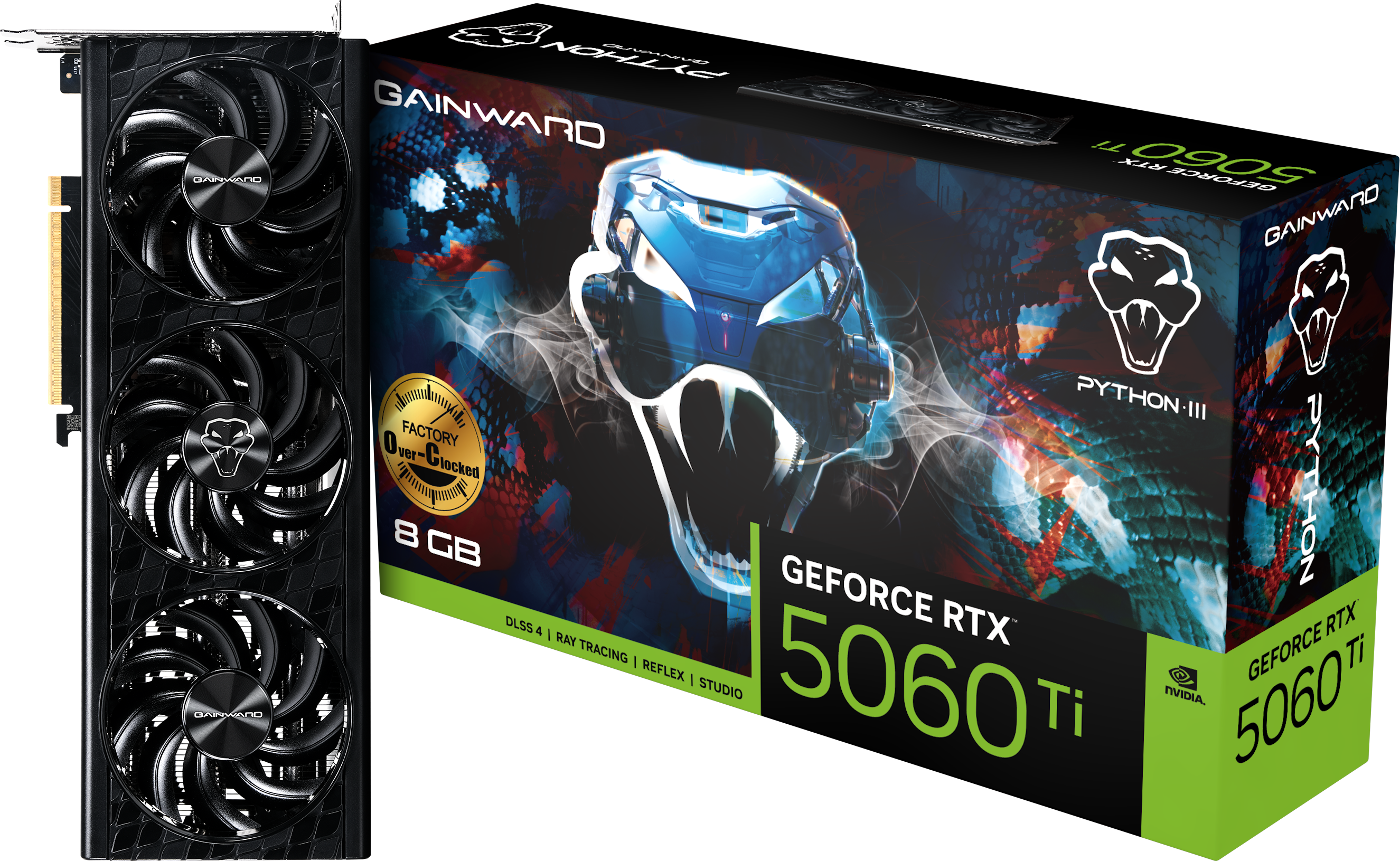 Gainward GeForce RTX 5060 Ti Python III OC 8GB GDDR7 PCI-Express Graphics Card