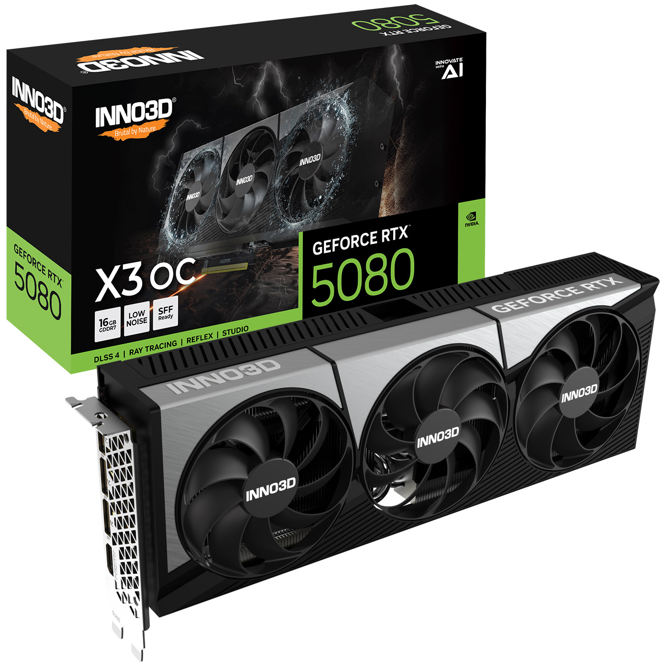 Inno3D GeForce RTX 5080 X3 OC 16GB GDDR7 PCI-Express Graphics Card - NVIDIA RTX 5080 graphics card from Overclockers