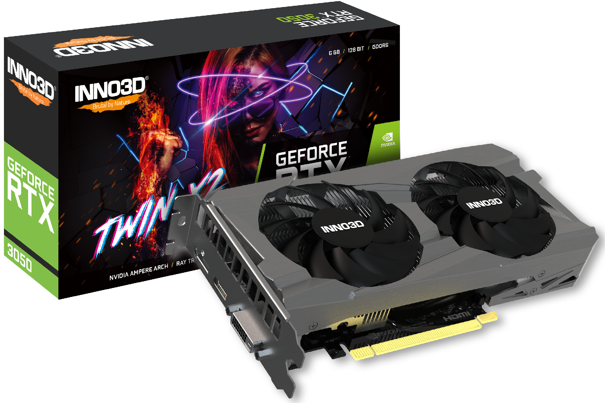 Inno3D GeForce RTX 3050 Twin X2 6GB GDDR6 PCI-Express Graphics Card