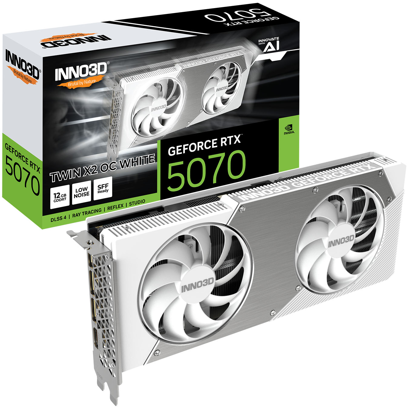 Inno3D GeForce RTX 5070 Twin X2 OC 12GB GDDR7 PCI-Express Graphics Card - White - NVIDIA RTX 5070 graphics card from Overclockers
