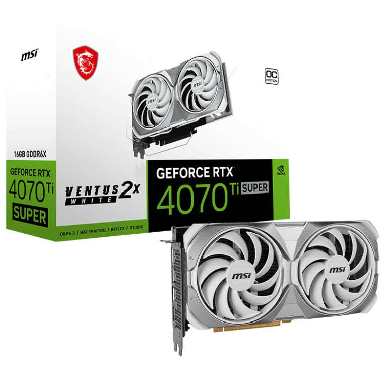 MSI GeForce RTX 4070 Ti SUPER Ventus 2X White OC 16GB GDDR6X PCI-Express Graphic