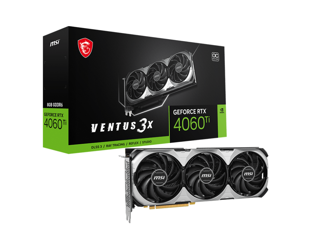 MSI GeForce RTX 4060 Ti VENTUS 3X E OC 8GB GDDR6X PCI-Express Graphics Card