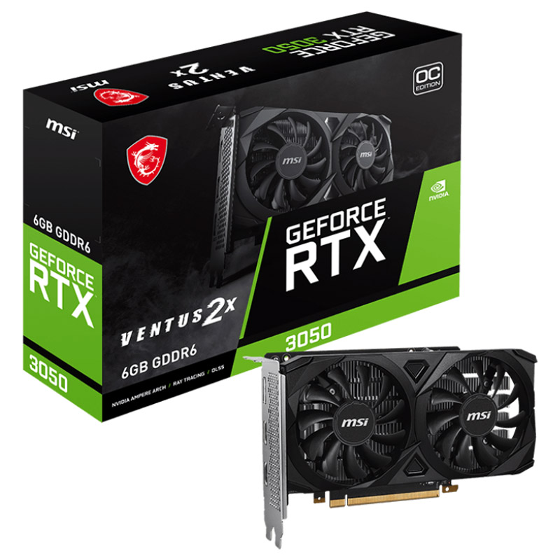 MSI GeForce RTX 3050 VENTUS 2X OC 6GB GDDR6X PCI-Express Graphics Card